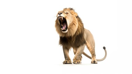 Obraz premium A lion with its mouth open and it's mouth wide open created with Generative AI technology