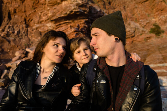 Rock and roll family in the red rocks