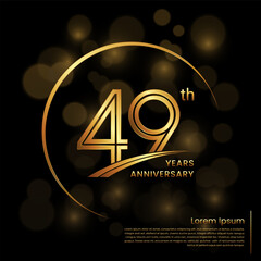 49th Anniversary logo design with double line numbers. Golden anniversary template. Vector Logo Template