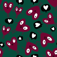Valentines hearts cartoon pattern for wrapping and kids clothes print and fabrics and gift box
