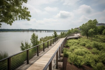Fototapeta na wymiar Arkansas Riverfront Park. Generative AI