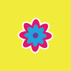 modern playful Y2K flower. Hippie trendy flower card