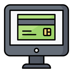 Online Payment Line Color Icon