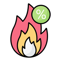 Hot Deal Line Color Icon