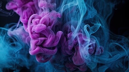 Fototapeta premium A smoke background with a beautiful and delicate blend of purple and blue hues. Creative AI