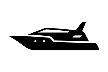 Yacht icon. Black silhouette. Side view. Vector simple flat graphic illustration. Isolated object on a white background. Isolate.