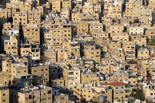 Looking down on housing in the capital, Amman, Jordan