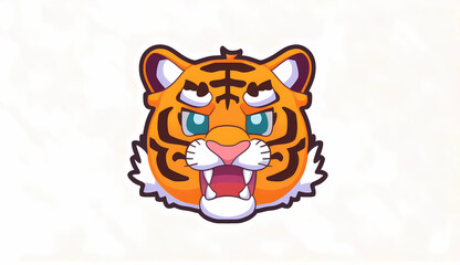 Tiger head on white background. Cartoon style. Generative AI