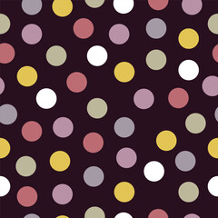 Cute seamless pattern with dots on a dark background. Design for fabric, paper or cover.