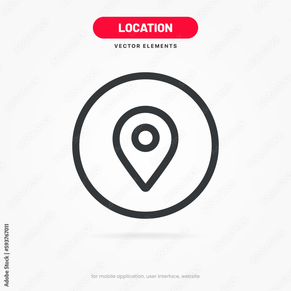 Aufkleber Target pin point icon. Red map location pointer icon symbol sign. Gps marker with isolated white background for mobile app website UI UX.