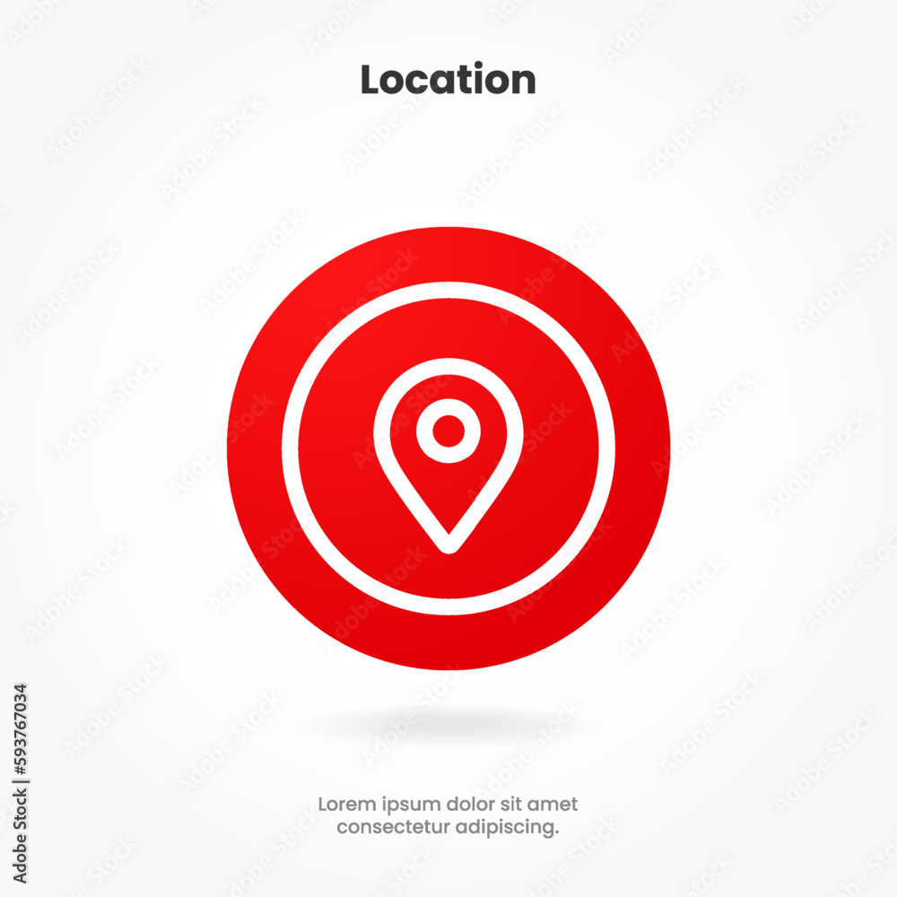Leinwandbilder Target pin point icon. Red map location pointer icon symbol sign. Gps marker with isolated white background for mobile app website UI UX.