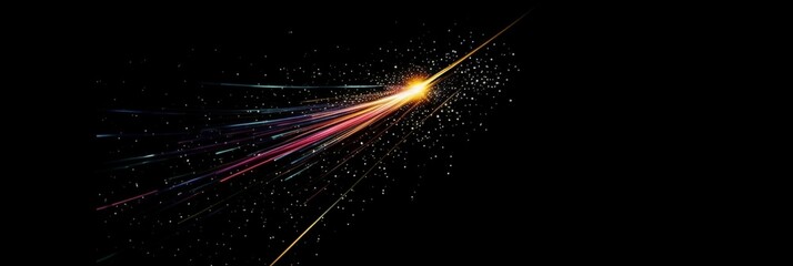 Simple design of Shooting star, illustration, black background. AI generative