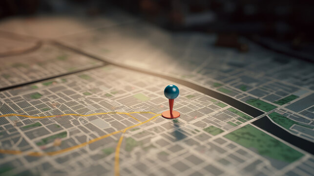Gps map pointer on map realistic. Navigation concept. Al generated