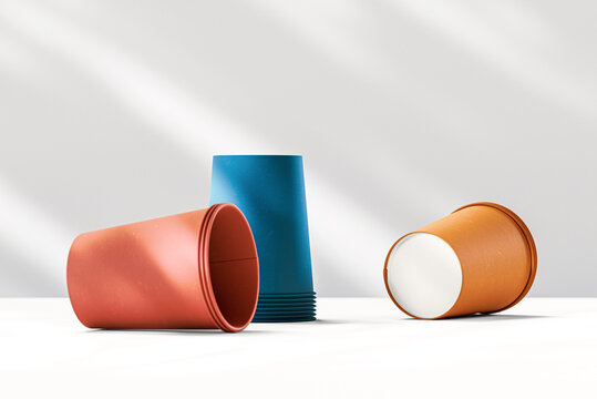 Coffee paper cups in disorder