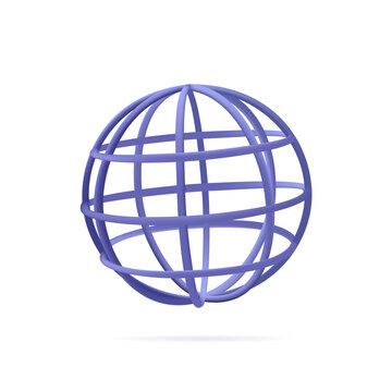 3D globe icon. Planet map globe 3D icons. Vector earth symbol for web, world globus pictograms, traveler wide geography