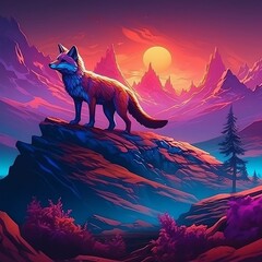 A fox stands on the mountain, looking proud