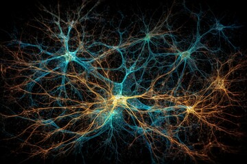 illustration of neuronal Neural Networks. AI generative