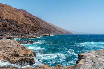 Beautiful coastline at Muelle de Orchilla on the southwest coast of El Hierro. Canary Islands