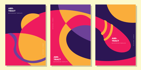 Colorful abstract shape poster design set