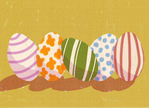 easter eggs with colorful patterns