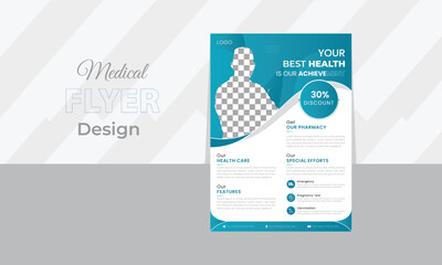 Healthcare cover a4 template design and flat icons for a report and medical brochure design, flyer, leaflets decoration for printing, and presentation vector. for web banner ads. Medical Flyer design.