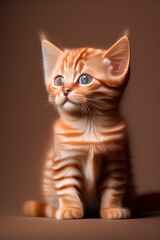 tiny cute cute ginger tabby kitten, studio lighting, sharp focus - generative ai