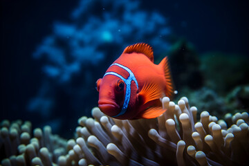 Naklejka na ściany i meble Red fish swimming underwater. Generative AI Image
