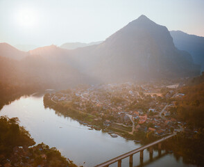 Mekong river at sunset 
