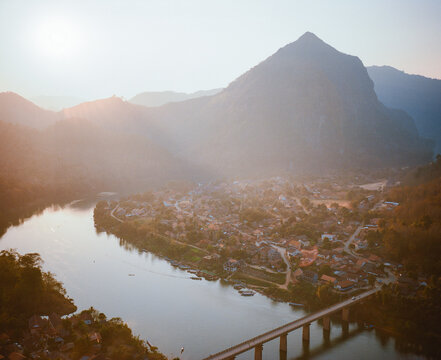Mekong river at sunset 