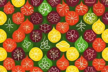 Colorful Food pattern. natural fruit plant simple shape, eco agriculture concept. floral banner or background