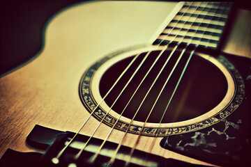 Obraz premium Glossy polished acoustic classic guitar on stand, isolated on a white background. Generative Ai