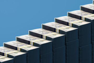 US dollars money staircase / growth /salary /savings concept