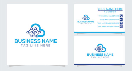 Cloud computing technology vector logo design template
