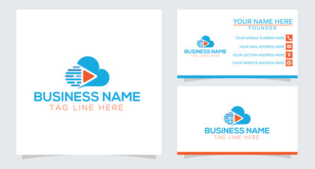 Cloud computing technology vector logo design template

