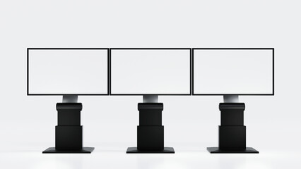 Blank mock up horizontal billboard or LCD screen floor stand, 3D rendering.