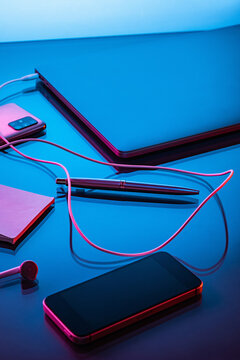 Modern workspace with devices.