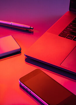 workspace with devices