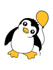 Niedlicher Pinguin hält roten Luftballon, Süßes Kinder Pinguine Liebe Motiv