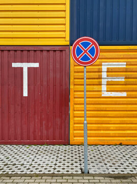 containers and road sign