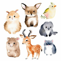 set of cute animals isolated, made with AI