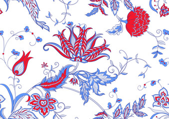 Traditional eastern classical luxury old fashioned floral ornament. Seamless pattern, background. Vector illustration.