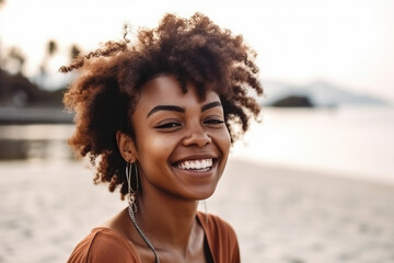 A woman with a smile on her face created with Generative AI technology