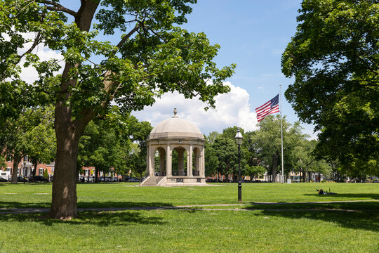 Historic Salem Commons Park town bandstand in Summer 