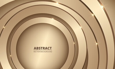 Abstract luxury golden circles on gold vector background. Realistic elegant luxury background with golden circles line and elements. Vector illustration