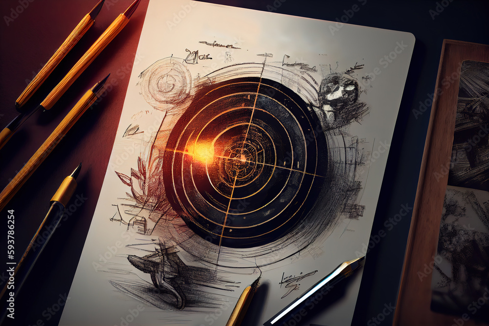 Poster targeting concept with business sketch. generative ai