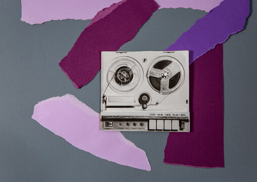 Retro tape player collage