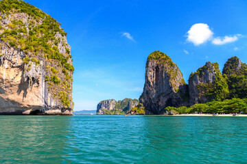 Rocky mountain in the water, Ko Rang Nok, Ao Phra Nang Beach, Ao Nang, Krabi, Thailand