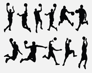 Vector set of Basketball players silhouettes, Basketball silhouettes