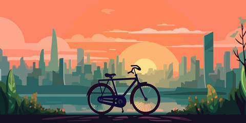 Plakat Flat illustration celebrating World Bicycle Day