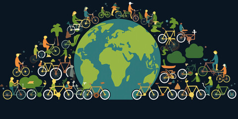 Flat illustration celebrating World Bicycle Day